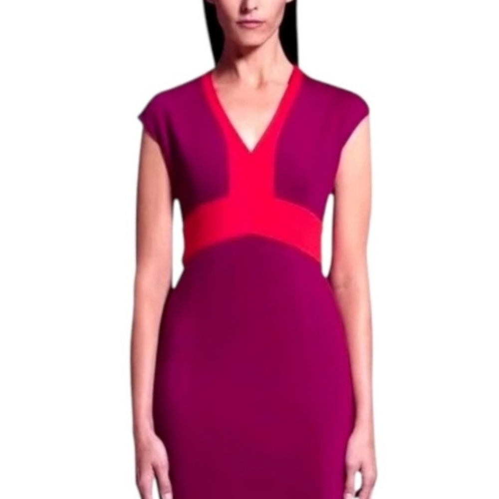 Narciso Rodriguez Red and Purple Midi Dress